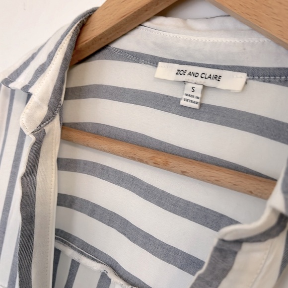 Striped Button down shirt, rayon shirt, Long sleeve top, long sleeve blouse, - Picture 3 of 6